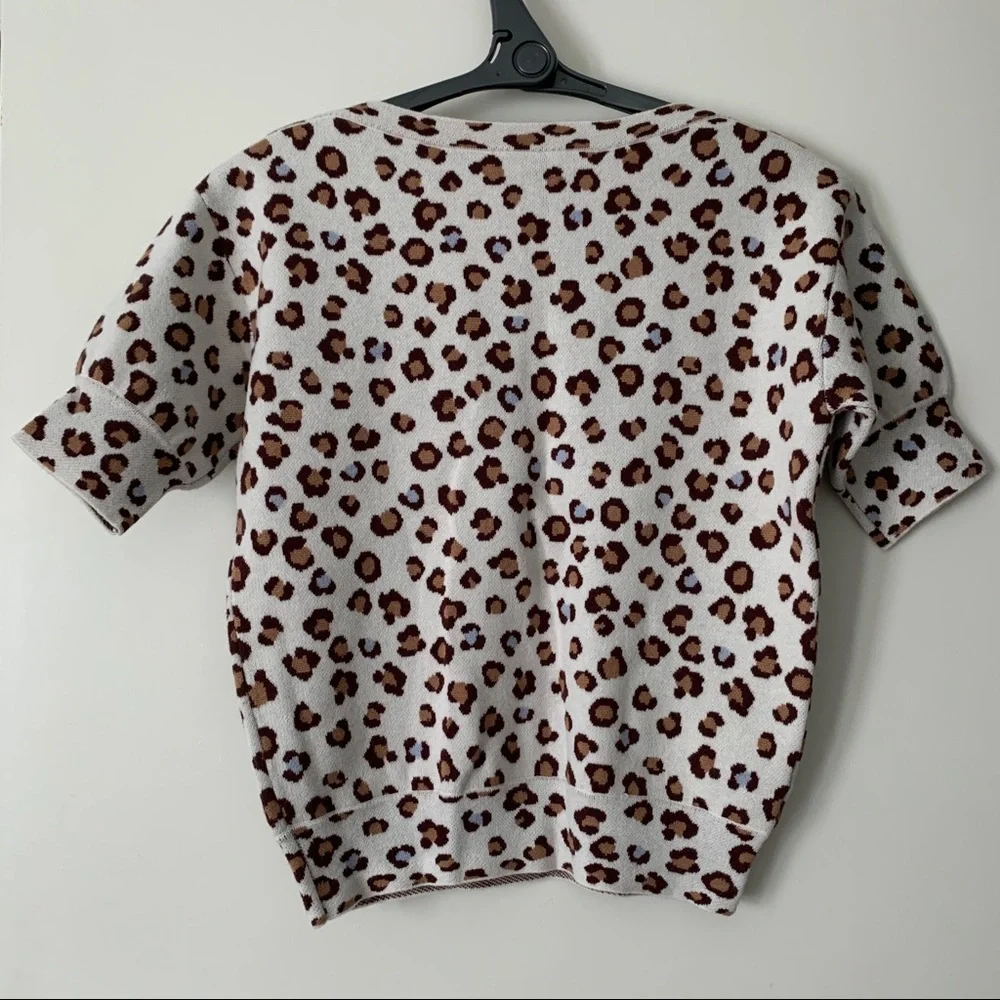 NWT Ann Taylor Sweater Tee Leopard Print Boatneck - Picture 5 of 10